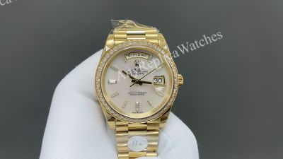 8+ Factory Rolex Daydate 36/40mm DD 3255 Movement White MOP Face Baguette-cut Diamond Markers Watch